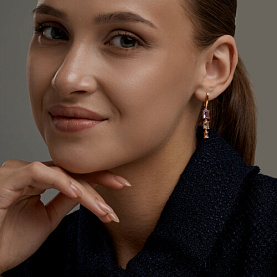 Серьги SOKOLOV - Золото 585, Аметист, Празиолит (арт. 729331)