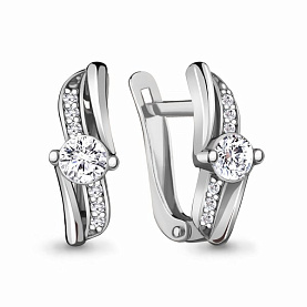 Серьги Аквамарин - Серебро 925, Фианит (арт. 48474А.5)