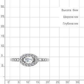 Кольцо Аквамарин - Серебро 925, Фианит (арт. 600341А.5)
