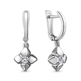 Серьги Аквамарин - Серебро 925, Фианит (арт. 48980.5)