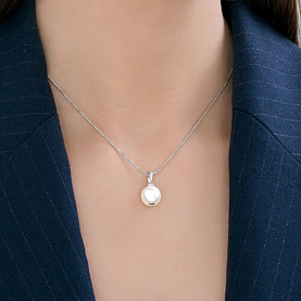 Подвеска Diamant - Серебро 925, Жемчуг синтетический, Фианит (арт. 94-130-00092-1)