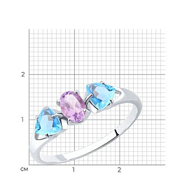 Кольцо SOKOLOV - Серебро 925, Аметист, Топаз (арт. 92011587)