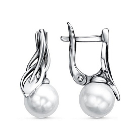 Серьги Красная пресня - Серебро 925, Жемчуг имитация (арт. 33614790)