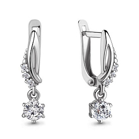 Серьги Аквамарин - Серебро 925, Фианит (арт. 48993А.5)