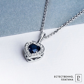 Подвеска Platinum Lab. - Платина 950, Сапфир, Бриллиант (арт. ПП-023С-01)