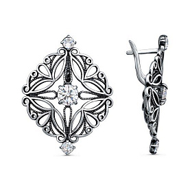 Серьги Красная пресня - Серебро 925, Фианит (арт. 33815080)