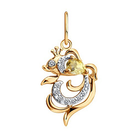 Подвеска SOKOLOV - Золото 585, Фианит, Цитрин (арт. 733105)