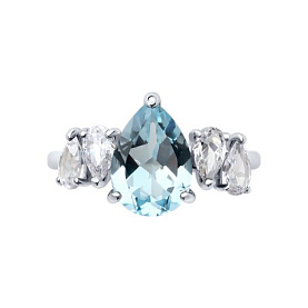 Кольцо SOKOLOV - Серебро 925, Топаз, Фианит (арт. 92014453)