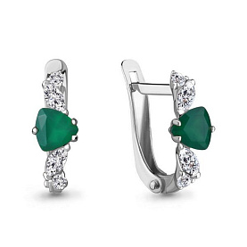 Серьги Аквамарин - Серебро 925, Агат, Фианит (арт. 4762309А.5)