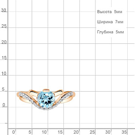 Кольцо Аквамарин - Золото 375, Топаз, Фианит (арт. 6938102А.8)