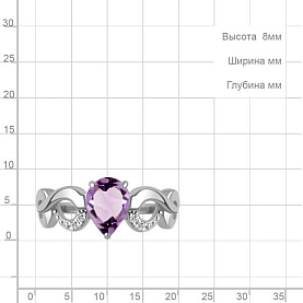Кольцо Аквамарин - Серебро 925, Аметист, Фианит (арт. 65007304А.5)