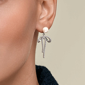 Серьги SOKOLOV - Серебро 925, Жемчуг имитация, Фианит (арт. 94027574)