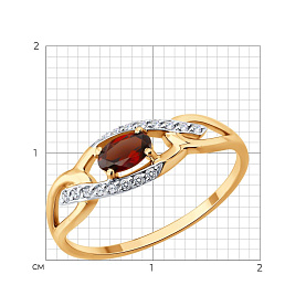 Кольцо SOKOLOV - Золото 585, Гранат, Фианит (арт. 717293)