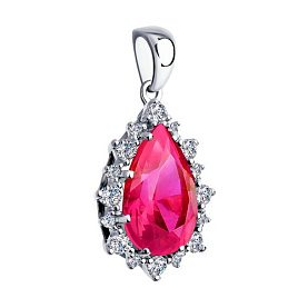 Подвеска SOKOLOV - Серебро 925, Синтетический рубин, Фианит (арт. 84030005)