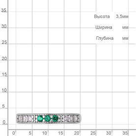 Кольцо Аквамарин - Серебро 925, Синтетический изумруд, Фианит (арт. 600745АГ.5)