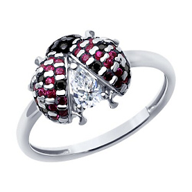 Кольцо SOKOLOV - Серебро 925, Синтетический рубин, Фианит (арт. 94014227)