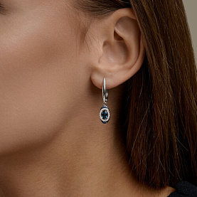 Серьги SOKOLOV - Серебро 925, Топаз лондон, Фианит (арт. 92025361)
