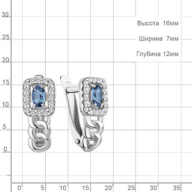 Серьги Аквамарин - Серебро 925, Топаз, Фианит (арт. 45013605А.5)