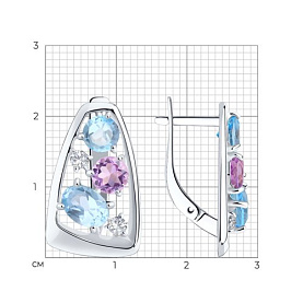 Серьги Diamant - Серебро 925, Аметист, Топаз, Фианит (арт. 94-320-00660-2)