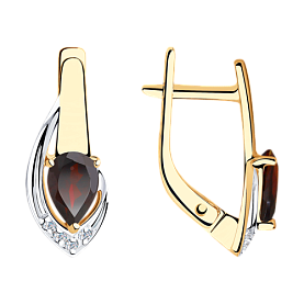 Серьги SOKOLOV - Золото 375, Гранат, Фианит (арт. 37725924)