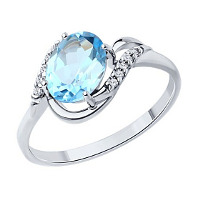 Кольцо Diamant - Серебро 925, Топаз, Фианит (арт. 94-310-00185-1)