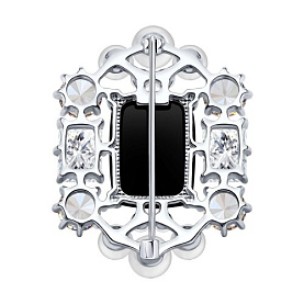 Брошь Diamant - Серебро 925, Агат, Жемчуг имитация, Фианит (арт. 94-340-00519-1)