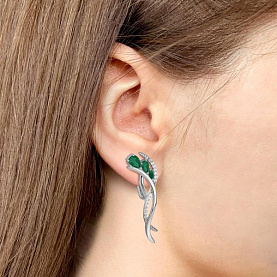 Серьги Аквамарин - Серебро 925, Агат, Фианит (арт. 4967309А.5)