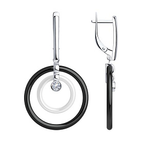 Серьги Diamant - Серебро 925, Керамика, Фианит (арт. 94-121-01275-1)