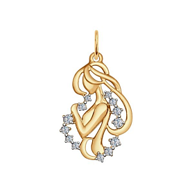 Подвеска SOKOLOV - Золото 585, Фианит (арт. 035128)