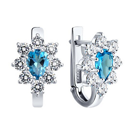 Серьги SOKOLOV - Серебро 925, Топаз, Фианит (арт. 92022984)