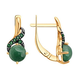 Серьги SOKOLOV - Серебро 925, Жадеит, Фианит (арт. 83020462)