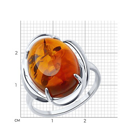 Кольцо SOKOLOV - Серебро 925, Янтарь пресс. (арт. 83010183)