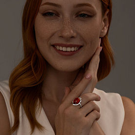 Кольцо SOKOLOV - Серебро 925, Янтарь пресс. (арт. 83010183)