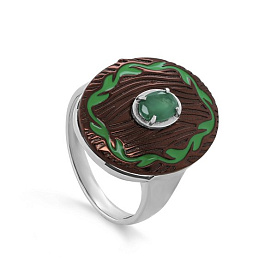 Кольцо Кабаровских - Серебро 925, Эмаль, Изумруд (арт. 11-675-1285)