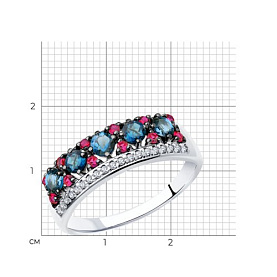 Кольцо SOKOLOV - Серебро 925, Синтетический рубин, Фианит (арт. 92011283)