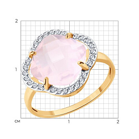 Кольцо SOKOLOV - Золото 585, Кварц, Фианит (арт. 717201)