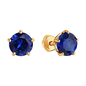 Серьги SOKOLOV - Золото 585, Синтетический сапфир (арт. 725031)