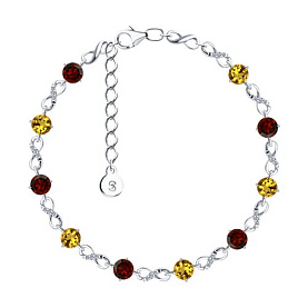 Браслет SOKOLOV - Серебро 925, Гранат, Фианит, Цитрин (арт. 92050155)