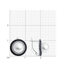 Серьги Diamant - Серебро 925, Жемчуг культивированный, Фианит, Шпинель (арт. 94-320-01918-1)