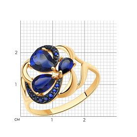Кольцо SOKOLOV - Золото 375, Синтетический сапфир , Фианит (арт. 37714757)