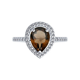 Кольцо Diamant - Серебро 925, Раухтопаз, Фианит (арт. 94-310-02047-2)