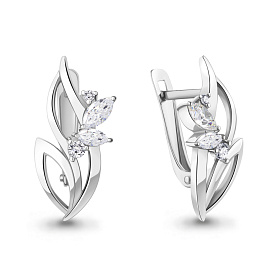 Серьги Аквамарин - Серебро 925, Фианит (арт. 49844А.5)