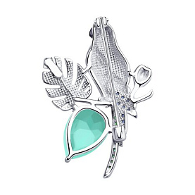 Брошь SOKOLOV - Серебро 925, Swarovski , Фианит, Эмаль (арт. 94040319)