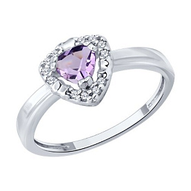 Кольцо SOKOLOV - Серебро 925, Аметист, Фианит (арт. 92014747)