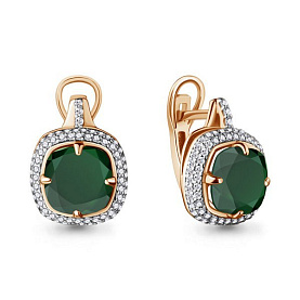 Серьги Аквамарин - Золото 375, Агат, Фианит (арт. 4442309А.8)