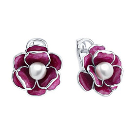 Серьги SOKOLOV - Серебро 925, Жемчуг имитация, Эмаль (арт. 94027279)