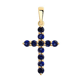 Подвеска SOKOLOV - Золото 585, Синтетический сапфир (арт. 732842)