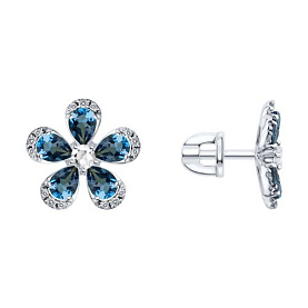 Серьги SOKOLOV - Золото 585, Горный хрусталь, Топаз лондон, Фианит (арт. 729367-3)