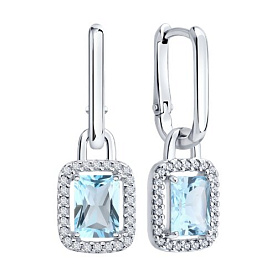 Серьги SOKOLOV - Серебро 925, Топаз, Фианит (арт. 92023243)