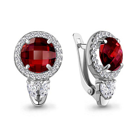 Серьги Аквамарин - Серебро 925, Синтетический гранат, Фианит (арт. 4785585А.5)